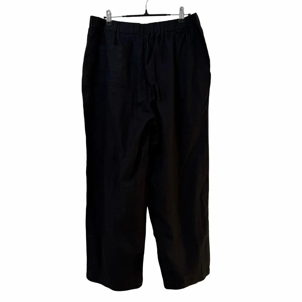 Quince Womens 100% European Linen Pants‎ Size L Black Coastal Resort Vacay NWT